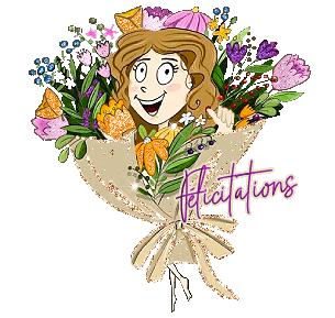 Gif animé félicitations bouquet de fleurs